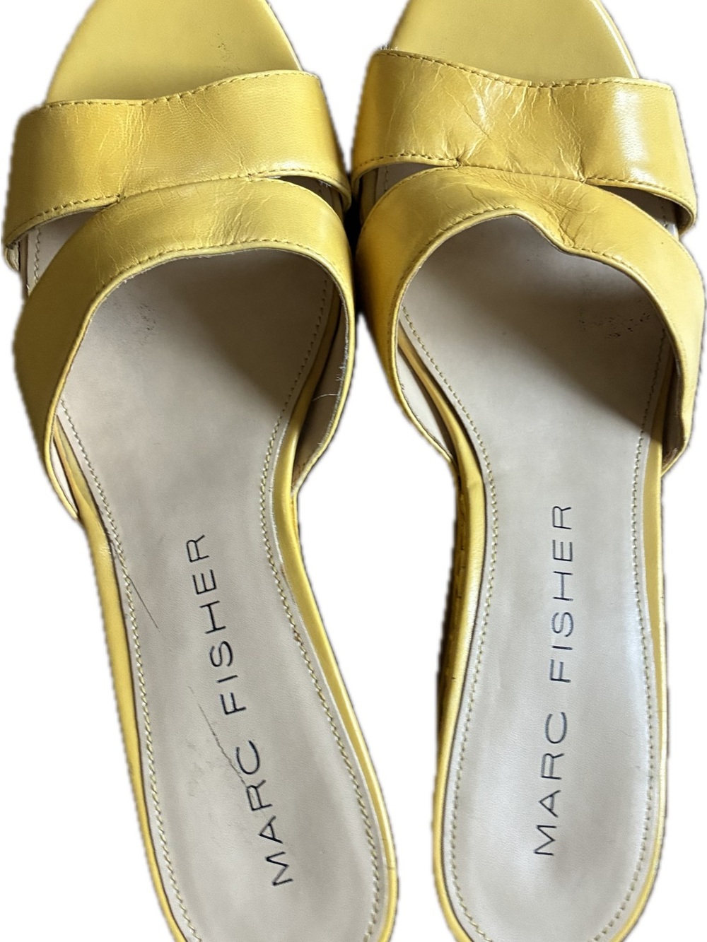 Marc Fisher Yellow Woven-Detail Wedge Sandals